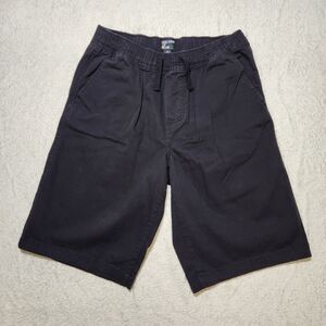 Boys Youth Large Black Twill Shorts 10" Inseam Drawstring Elastic Pockets
